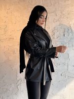 کت چرم کوتاه بلک استایل رنگ مشکی کد۱۲